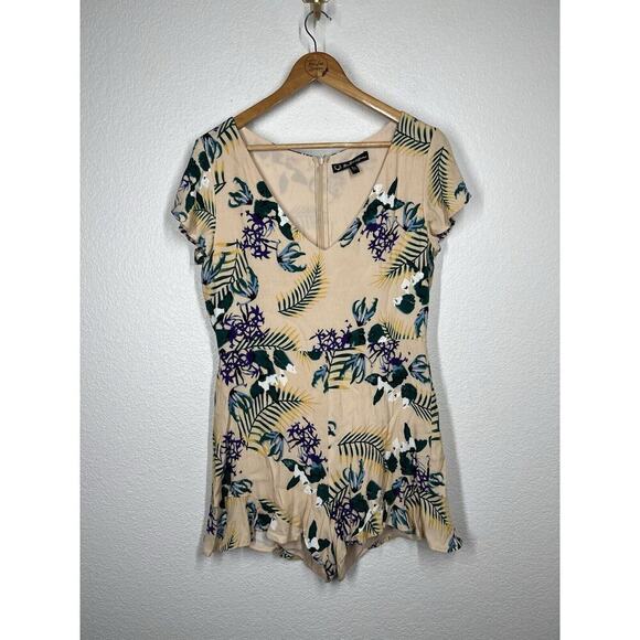 For Love & Lemons Tropical Floral Romper Playsuit Large Ruffled - Picture 1 of 5